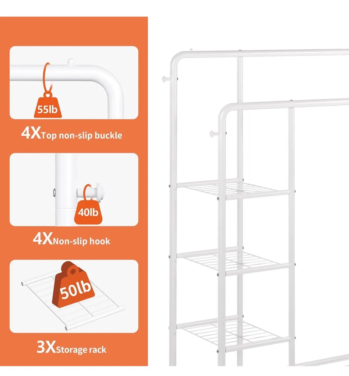 Wide Clothes Rail, 66.9 x 47.2 inch Clothing Rack - Image 2