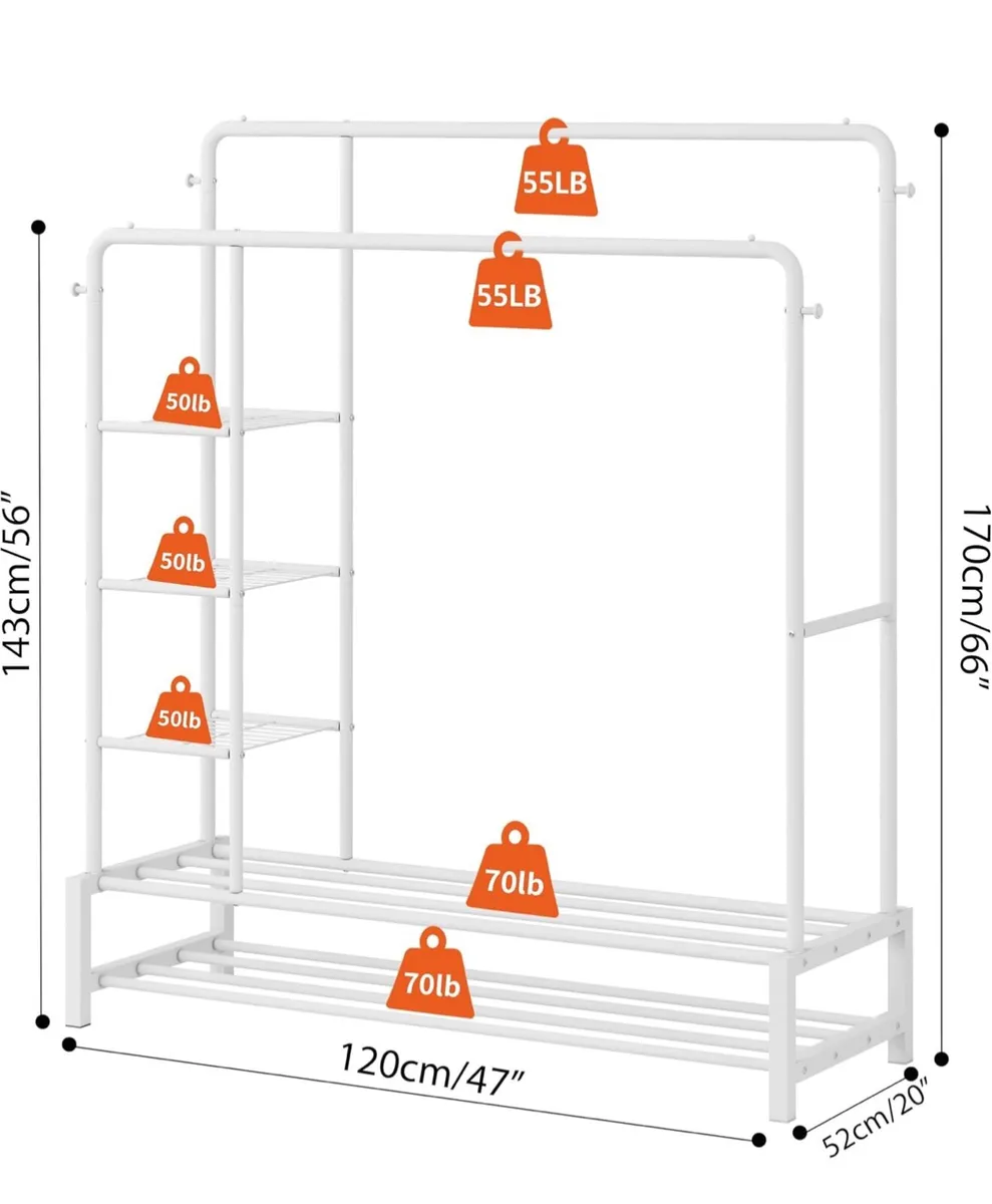 Wide Clothes Rail, 66.9 x 47.2 inch Clothing Rack - Image 3