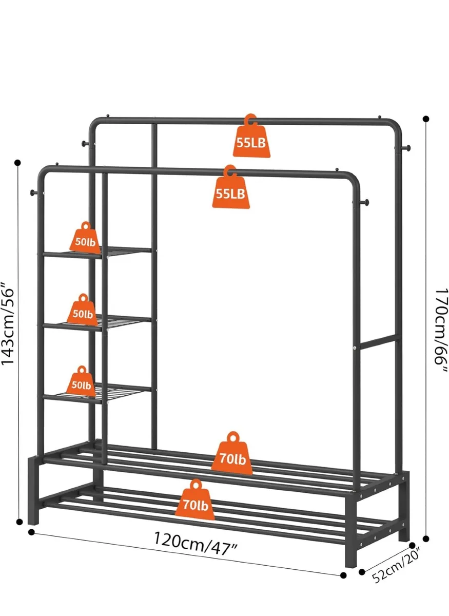Wide Clothes Rail, 66.9 * 47.2 inch Clothing Rack - Image 3