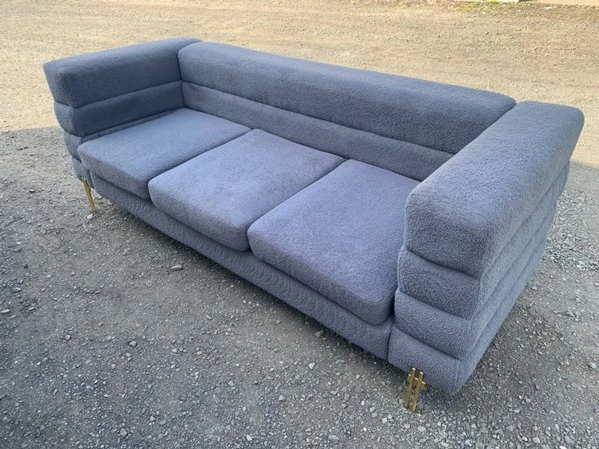 Blue three  seater sofa free delivery Dublin & Kildare - Image 1