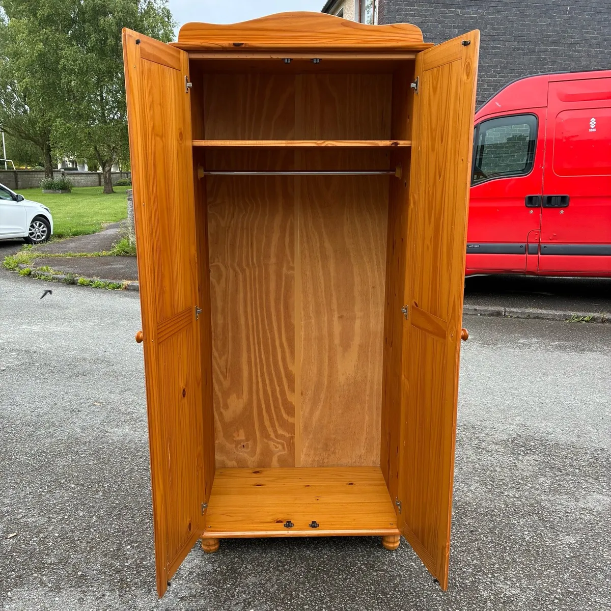 Solid Pine Wardrobe with shelf and rail - Image 2
