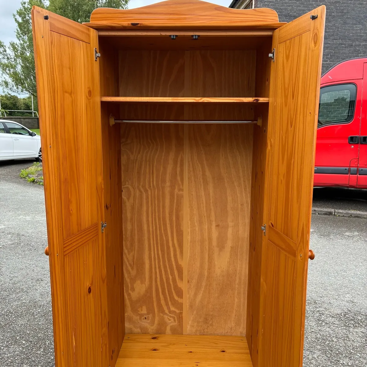 Solid Pine Wardrobe with shelf and rail - Image 3