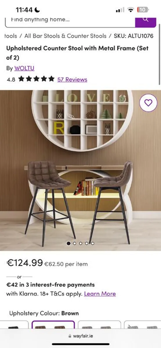 Set of 2 brand new brown bar stools - Image 2
