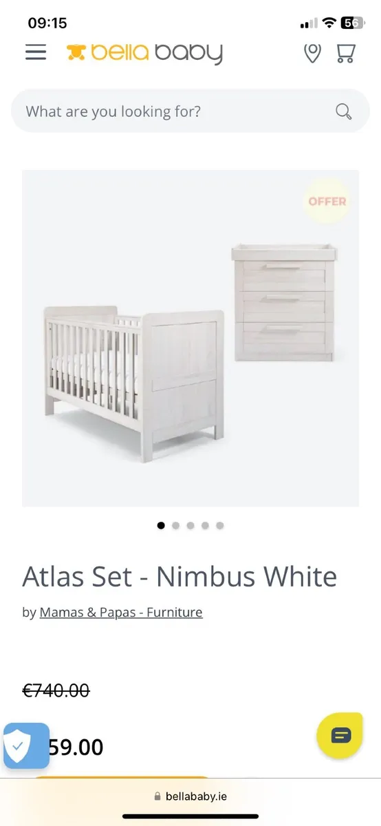 Cotbed & chest of drawers - Image 2