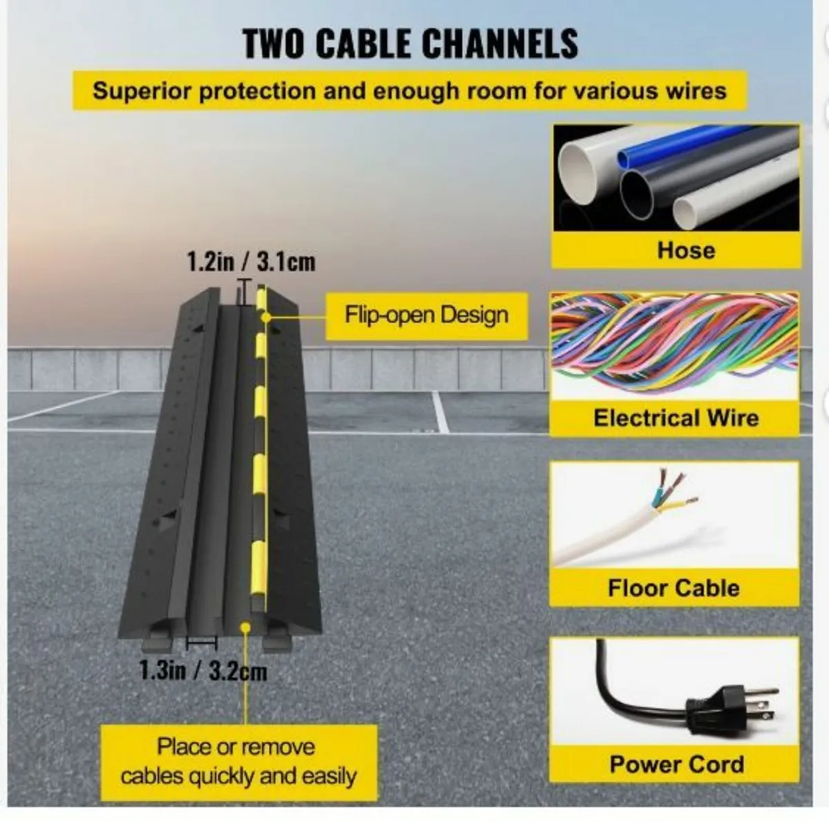 Cable Protector Ramp, 5 Packs 2 Channels Speed - Image 3