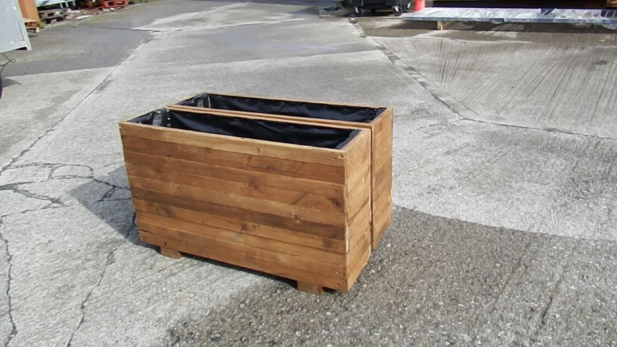 Small Outdoor Wooden Planters - Image 2