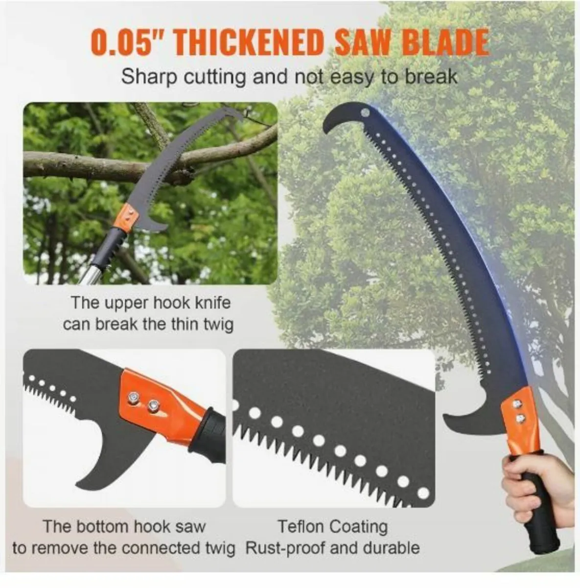 Manual Pole Saw, 7.3-27 ft Extendable Tree Pruner - Image 4