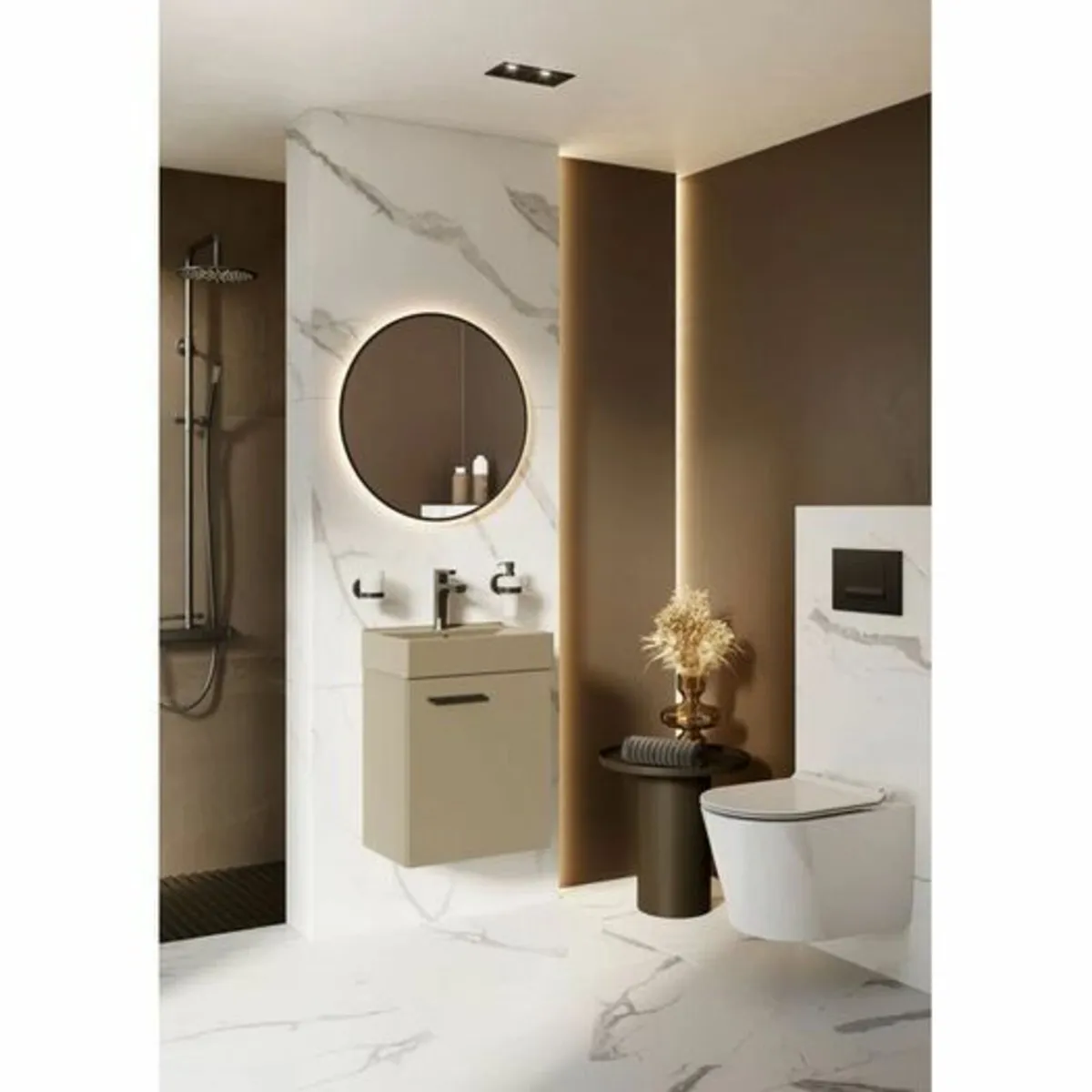 Gaulden Round Lighted Wall Mounted Bathroom Mirror - Image 1