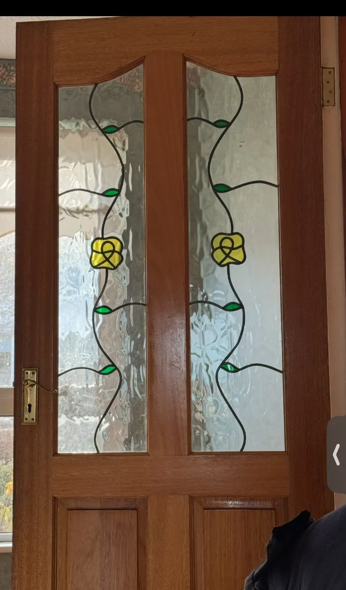 Solid wood stained glass led panelled doors - Image 1