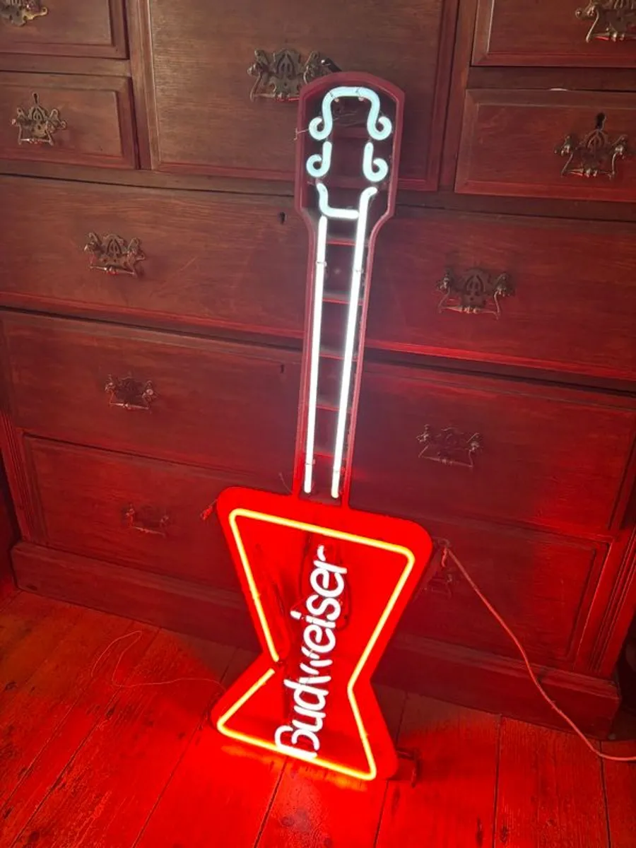 Budweiser neon guitar vintage sign - Image 2