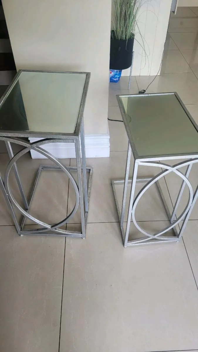 Tara Franklin Set of 2 Mirror Sofa Tables - Silver - Image 1