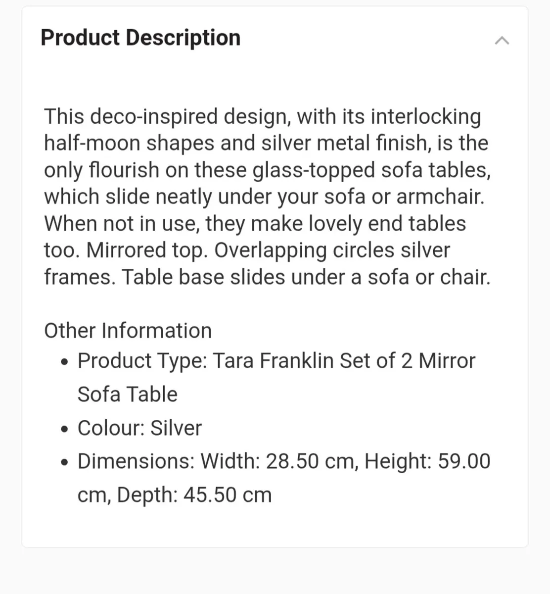 Tara Franklin Set of 2 Mirror Sofa Tables - Silver - Image 3
