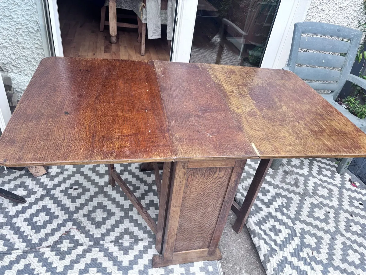 Antique Solid Mahogany Drop Leaf Table - Image 2