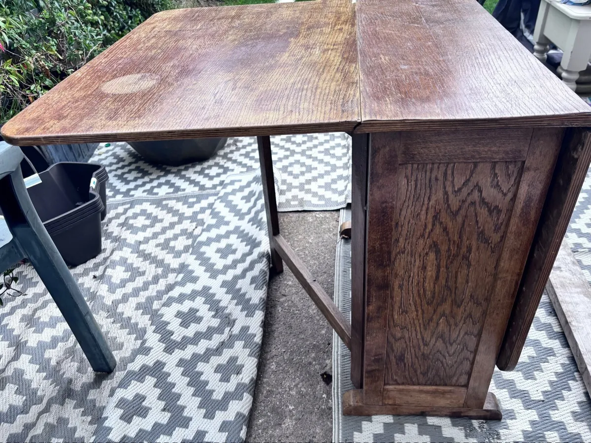 Antique Solid Mahogany Drop Leaf Table - Image 3