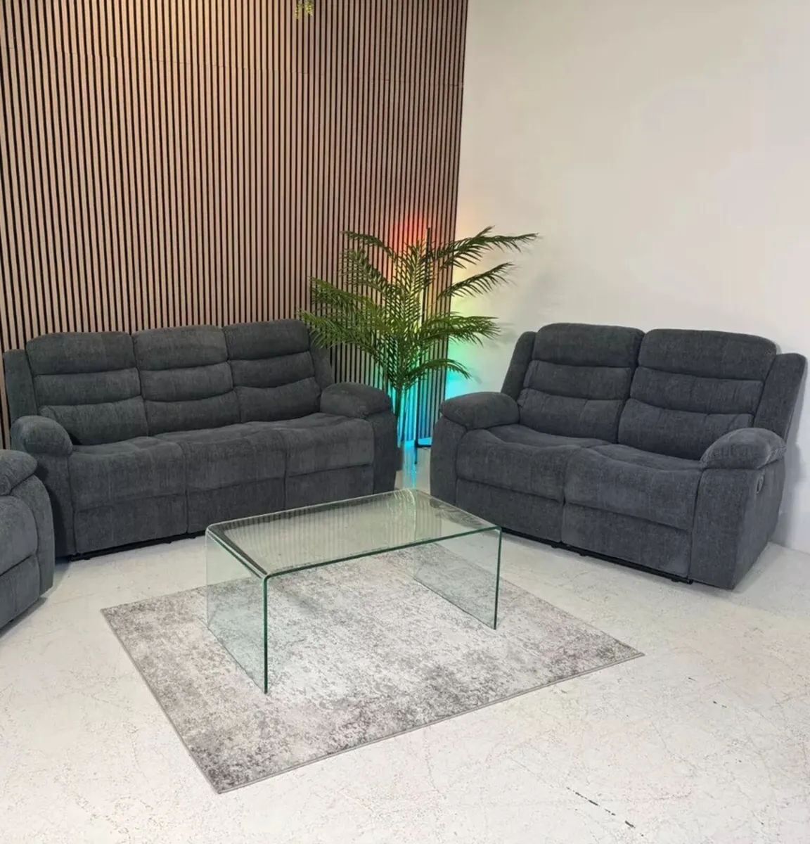 New 3+2 Bella Fabric Recliner With Pulldown Table - Image 1