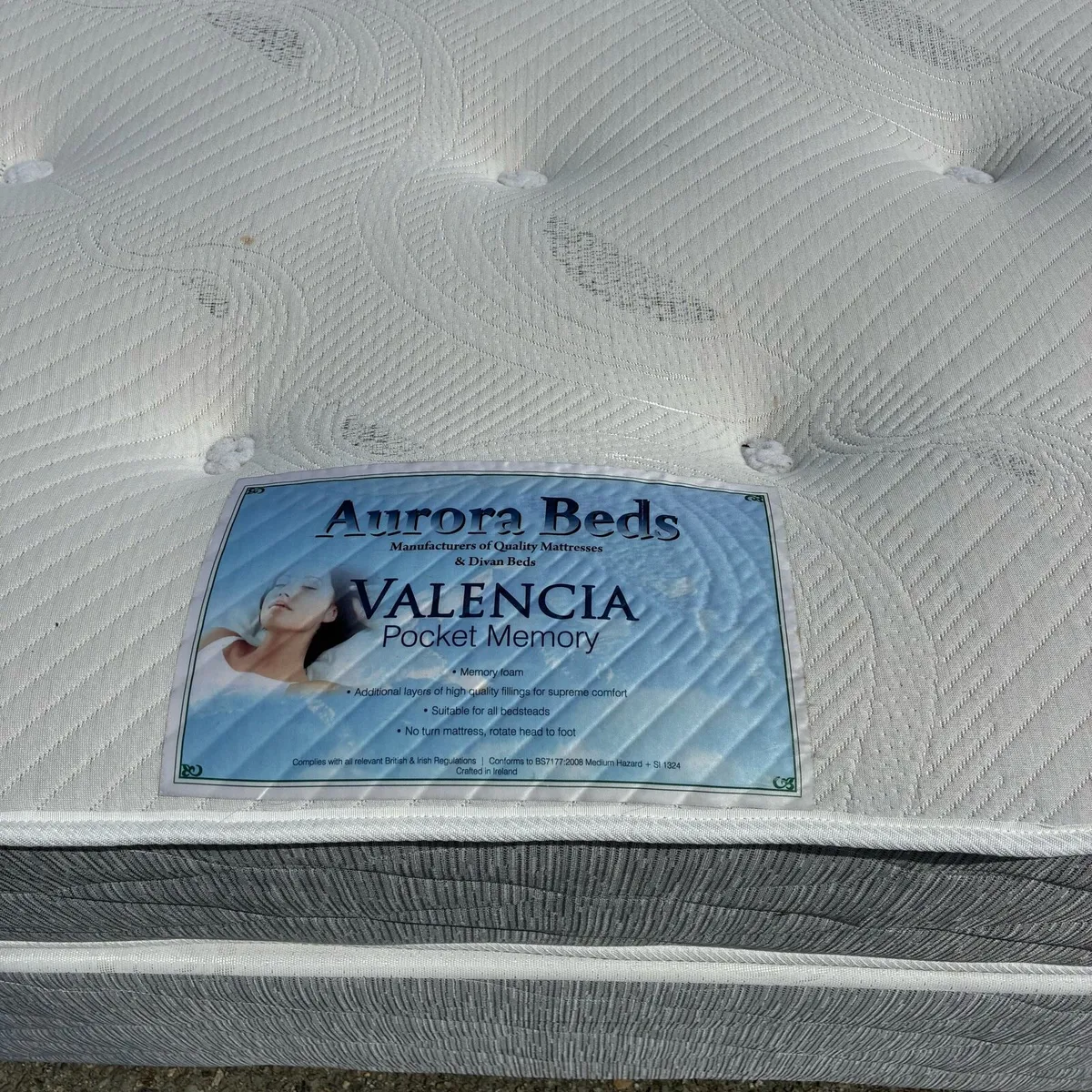 Grey Double Bed base, Mattress & New Headboard - Image 3