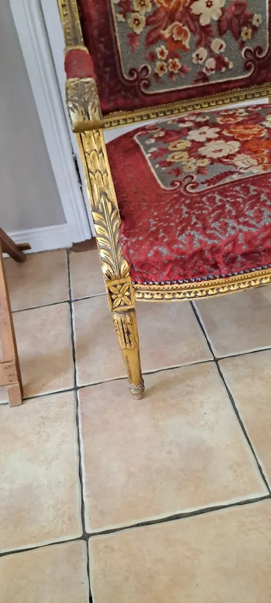 Pair vintage Louis 16th style parlour chairs - Image 3