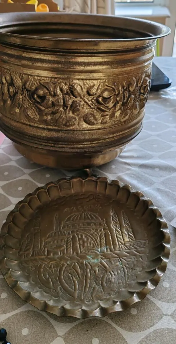 Vintage jardiniere and tray - Image 1