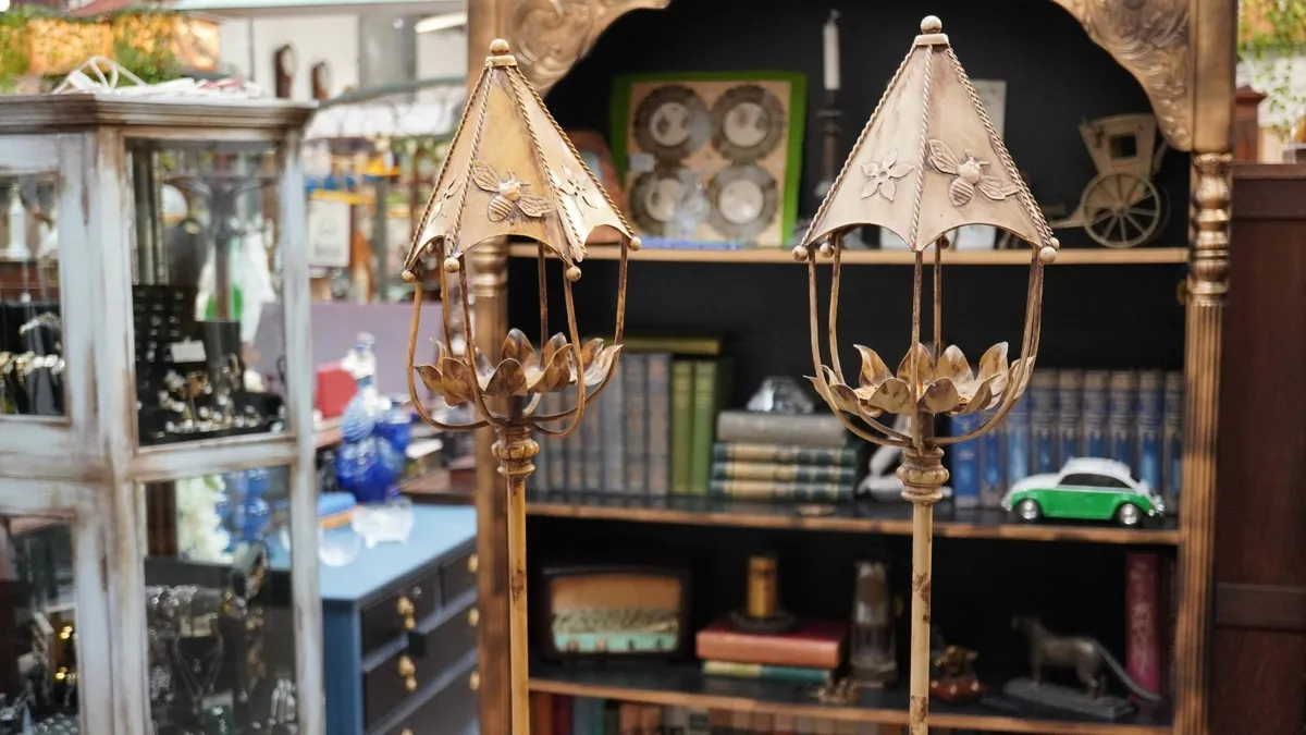 Pair of Vintage Tall Candle Holders - Image 2