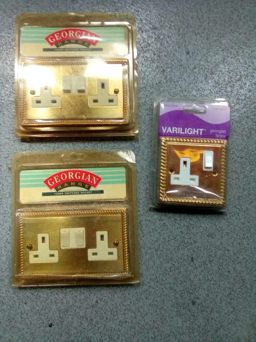 2  NEW.  BRASS. TWIN. AND  1  SINGLE  SOCKET - Image 1