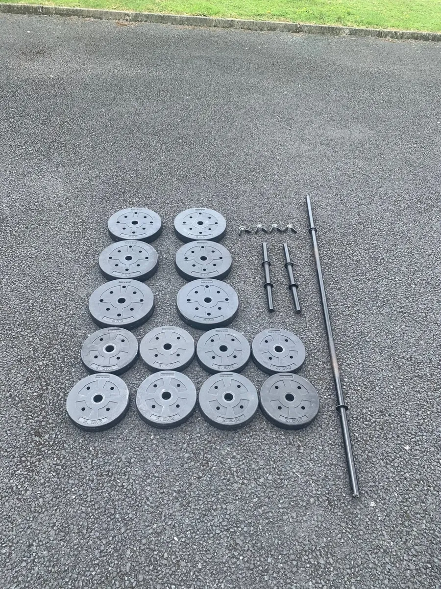 50kg dumbbells and barbell set - Image 1