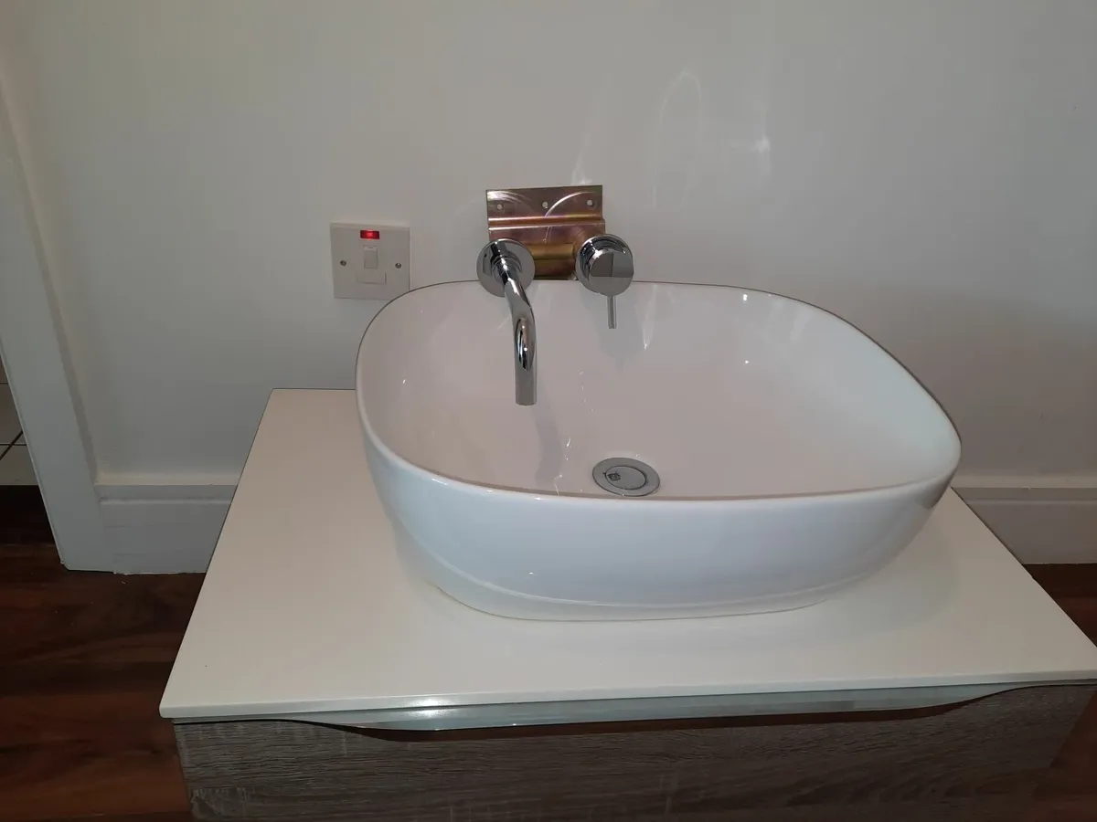 Bathroom sink, tap and floating counter top drawer - Image 1
