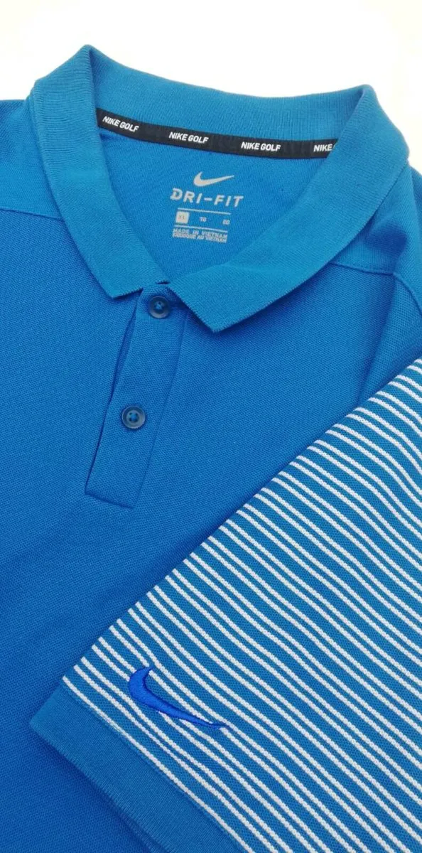 Nike Golf Dri-fit mens blue polo top - Image 2