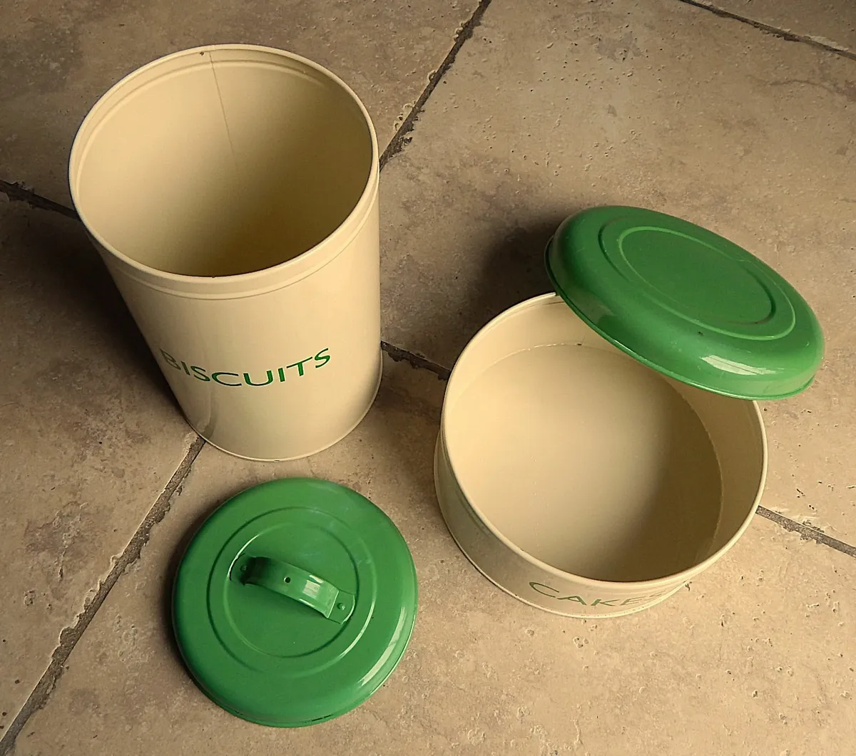 2 Enamel Biscuits & Cake Storage Tins - Image 3