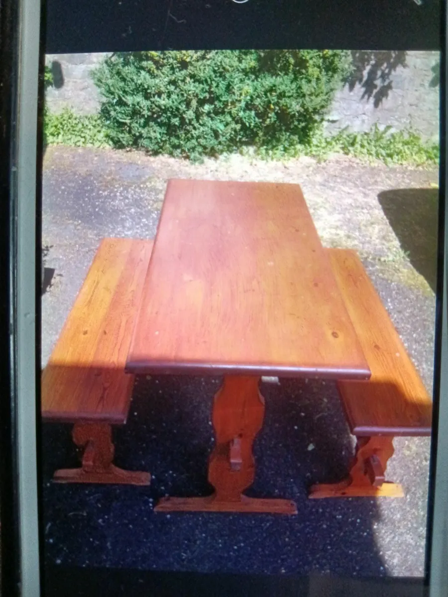 Wooden Table and Benches - Image 2