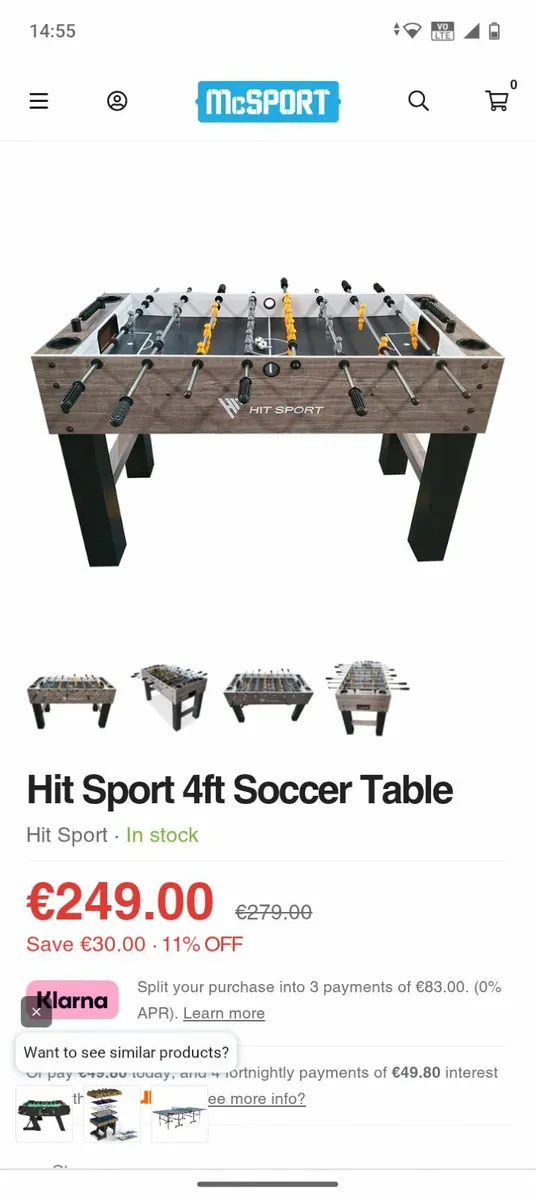Foosball table , similar to above.