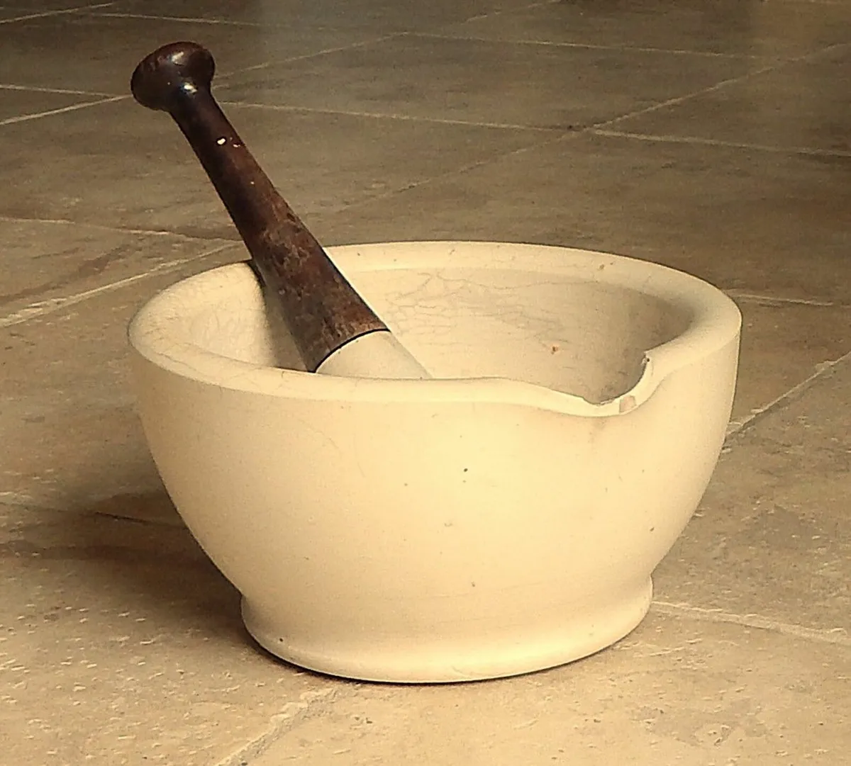 Large Vintage Apothecary Stoneware Mortar & Pestle - Image 1