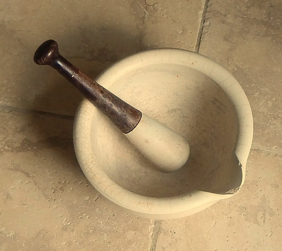Large Vintage Apothecary Stoneware Mortar & Pestle - Image 2