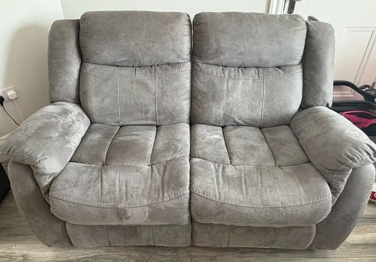 Grey 3 and 2 seater Recliners - Image 1
