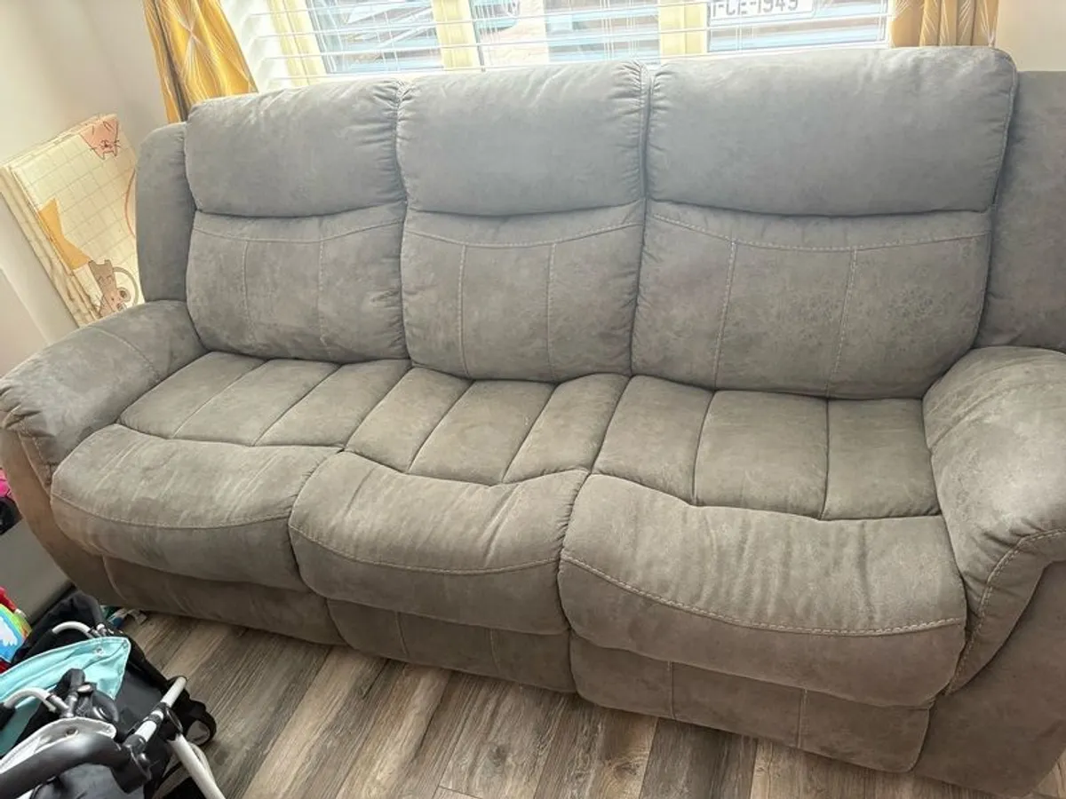 Grey 3 and 2 seater Recliners - Image 2
