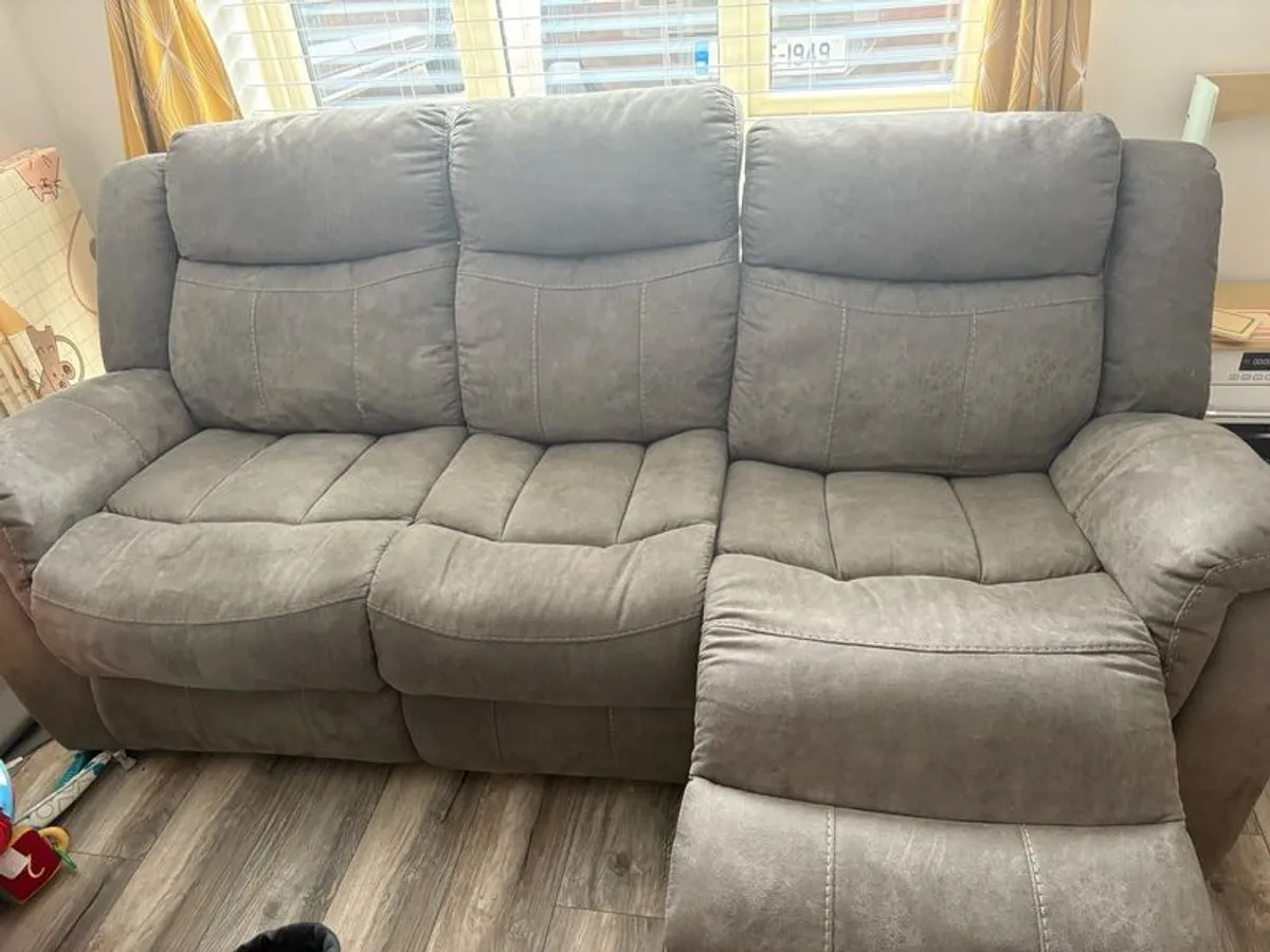 Grey 3 and 2 seater Recliners - Image 3