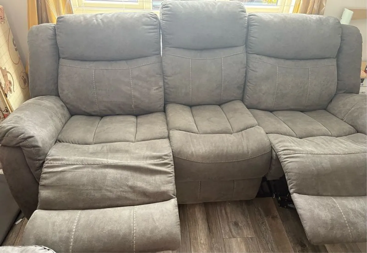 Grey 3 and 2 seater Recliners - Image 4