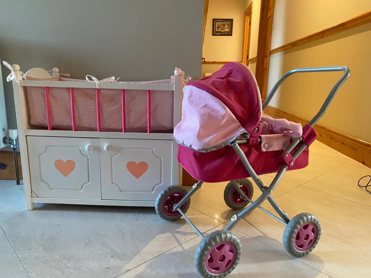Dolls Pram + Cot - Image 1
