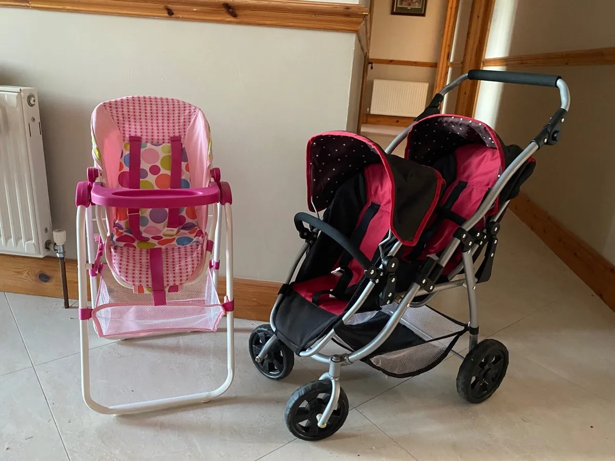 Dolls Double Buggy and High Chair - Image 1
