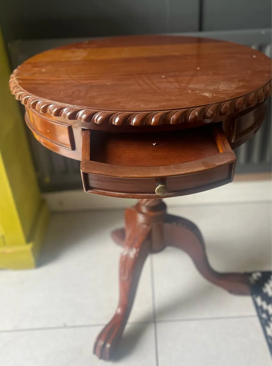 French polished oak console table. - Image 1
