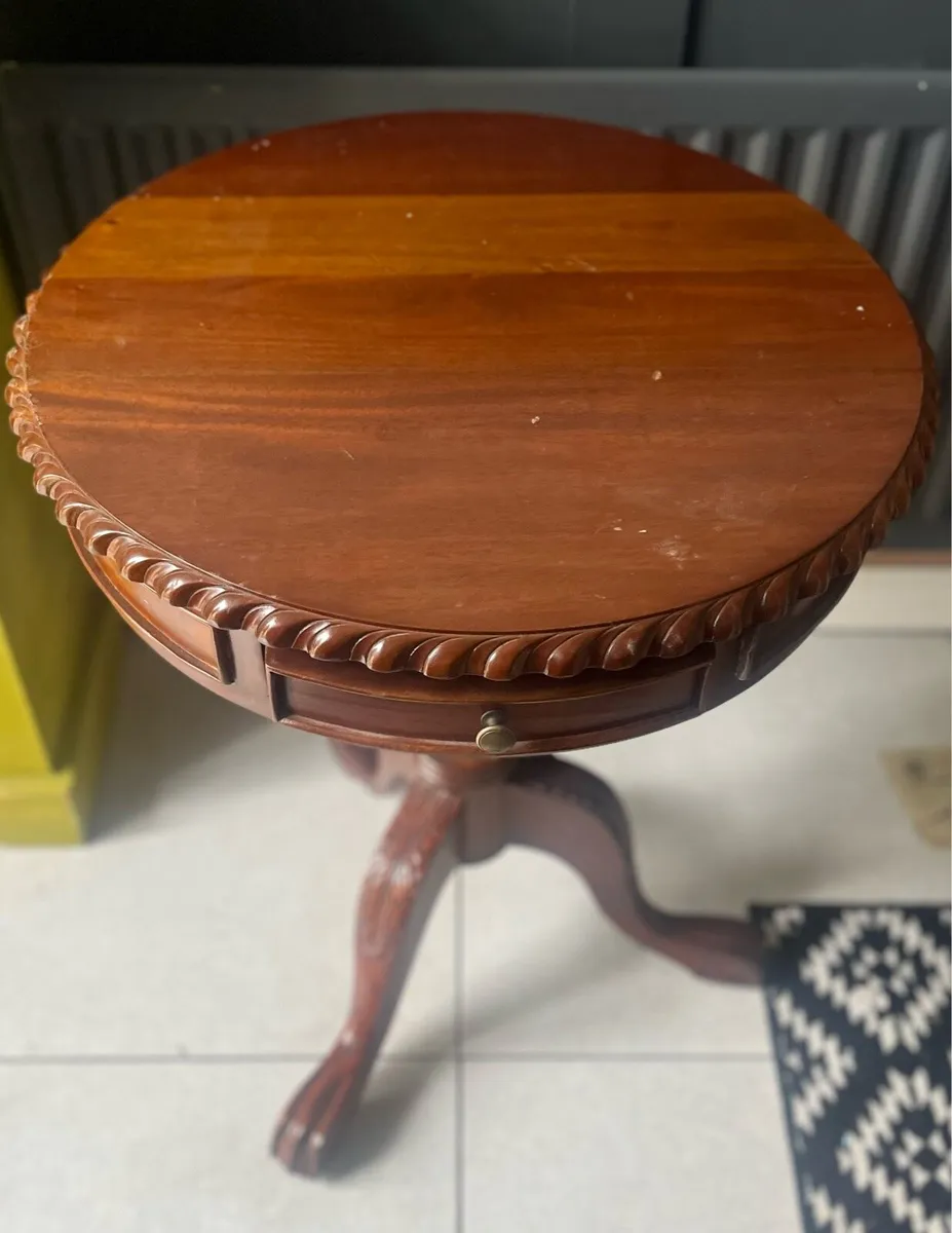 French polished oak console table. - Image 3