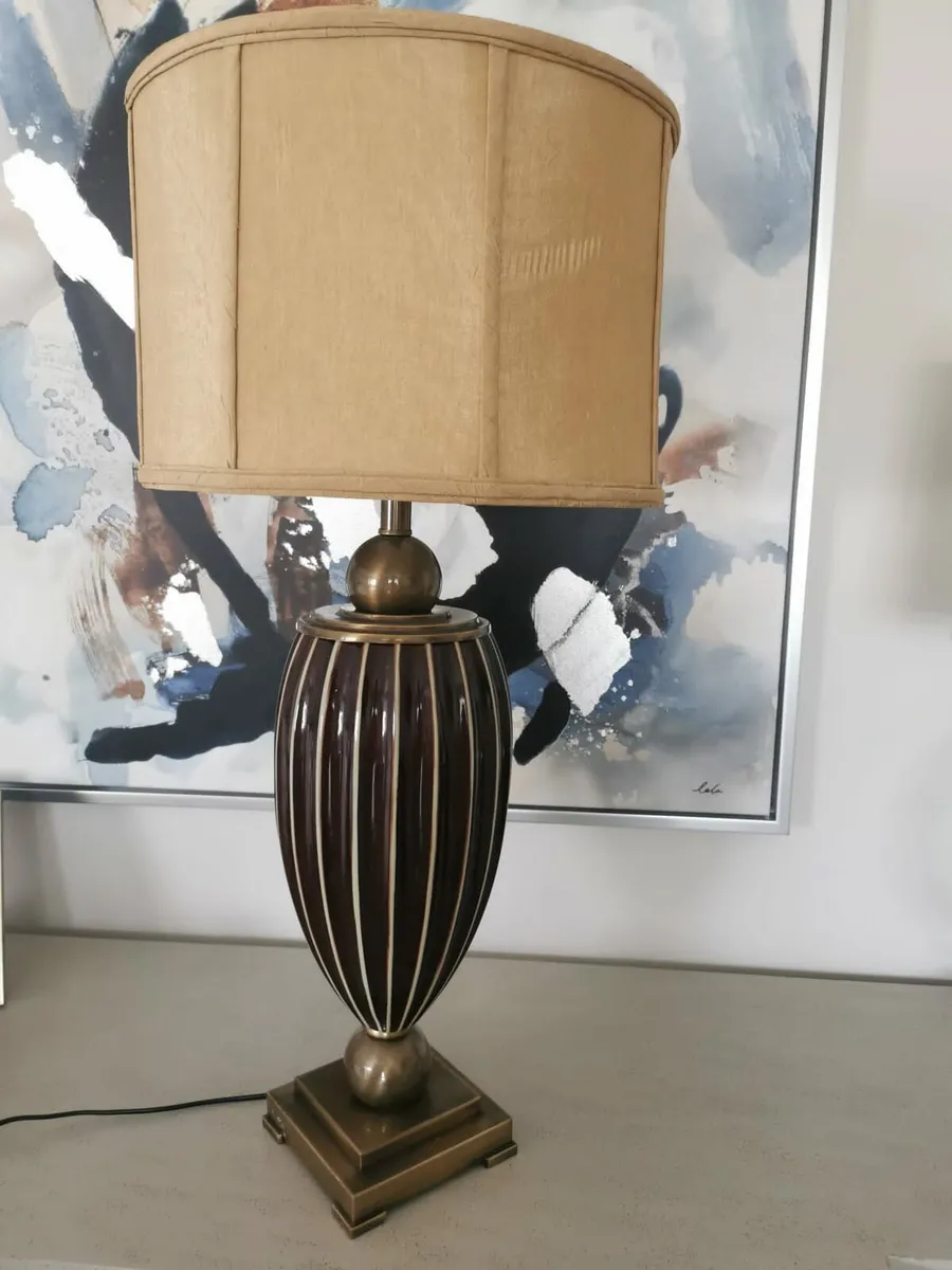 Lamp with Silk shade for sale - Image 1