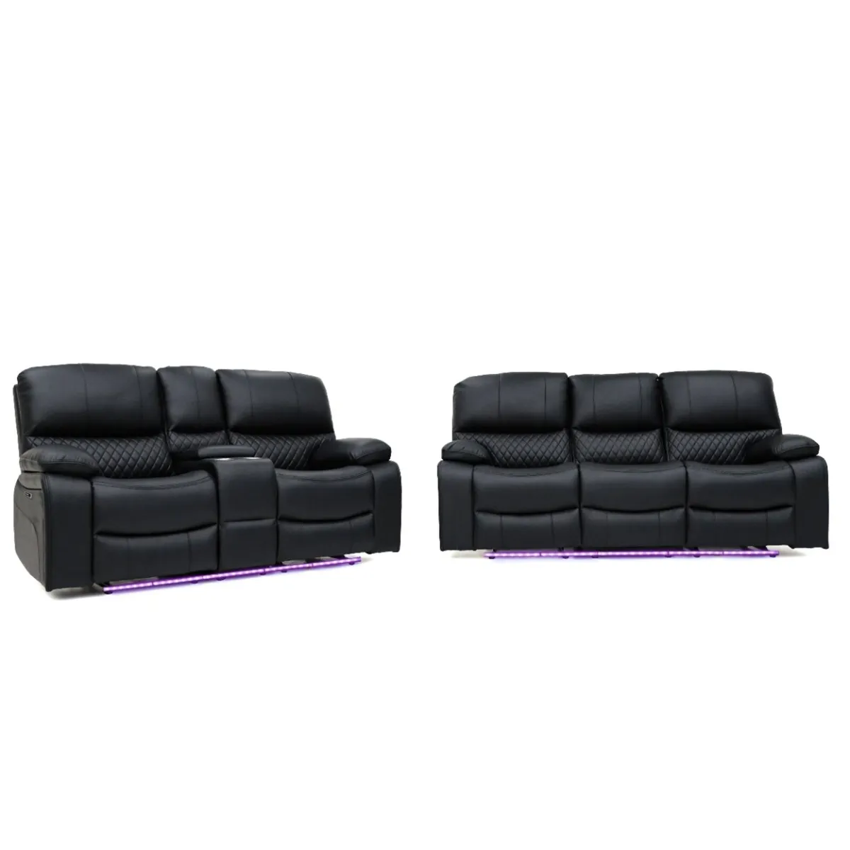 Rita Plus Electric 3+2 Black Leather Recliner Sofa - Image 1