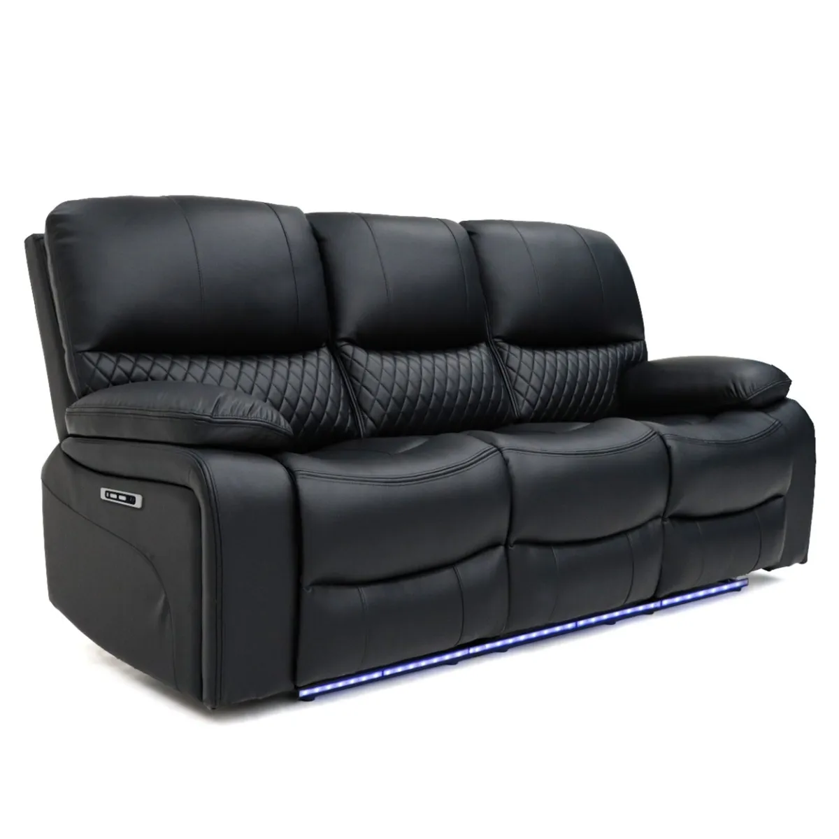 Rita Plus Electric 3+2 Black Leather Recliner Sofa - Image 3
