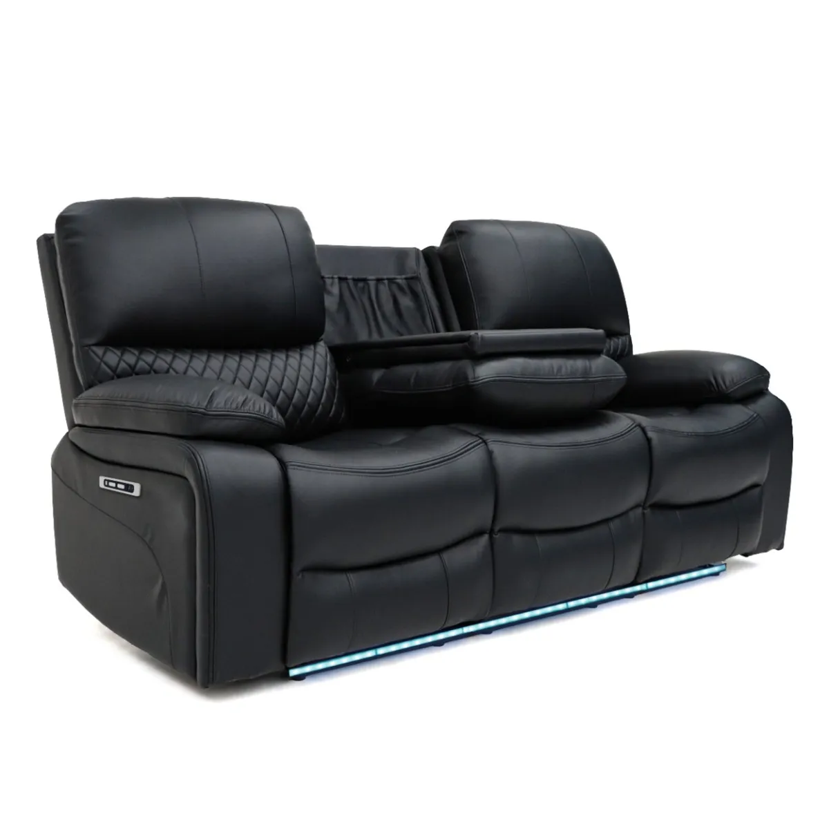 Rita Plus Electric 3+2 Black Leather Recliner Sofa - Image 4