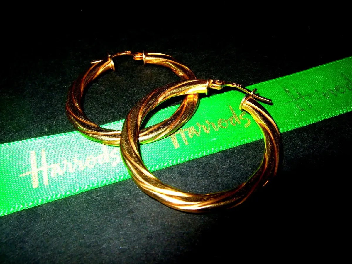 Vintage Hallmarked 9ct Gold Hoops - Image 1