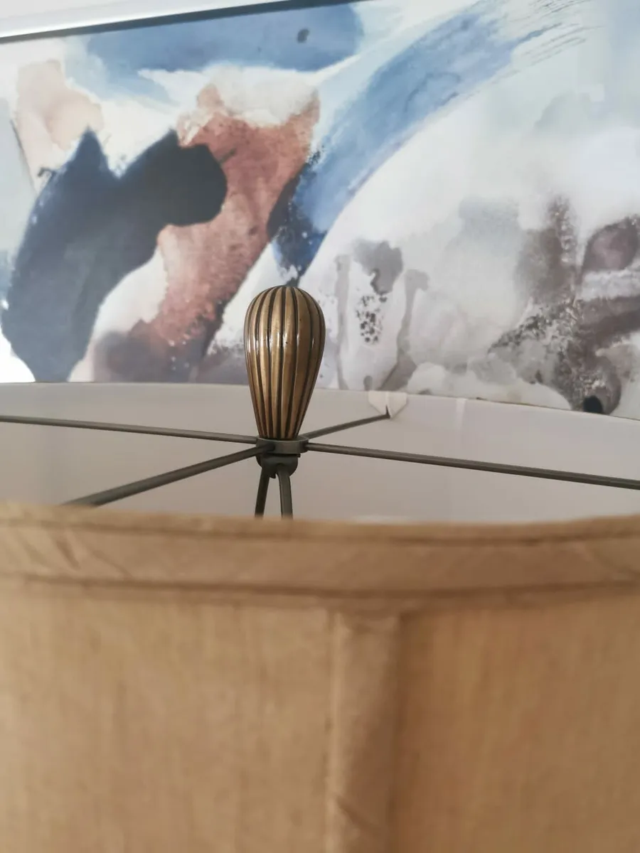 Lamp with silk shade for sale - Image 3