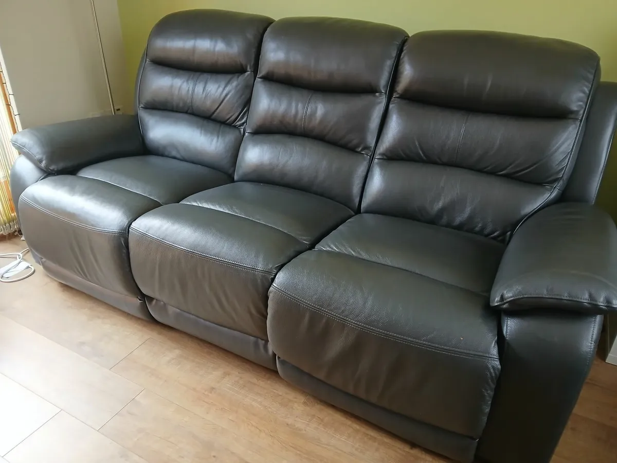 3 piece leather power reclining sofa - Image 1