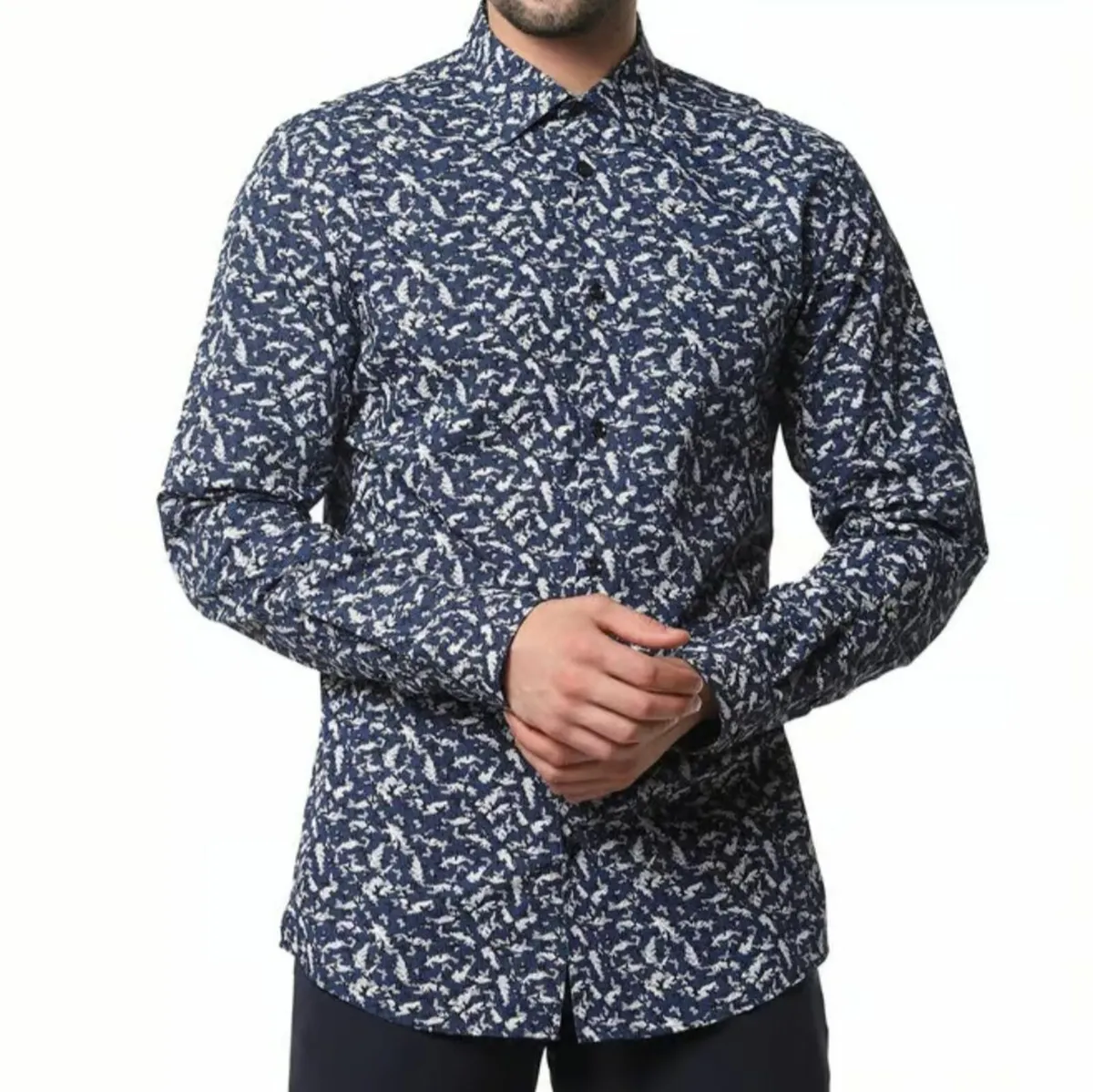 Selected Homme Regular Fit Navy Printed Shirt S - Image 3