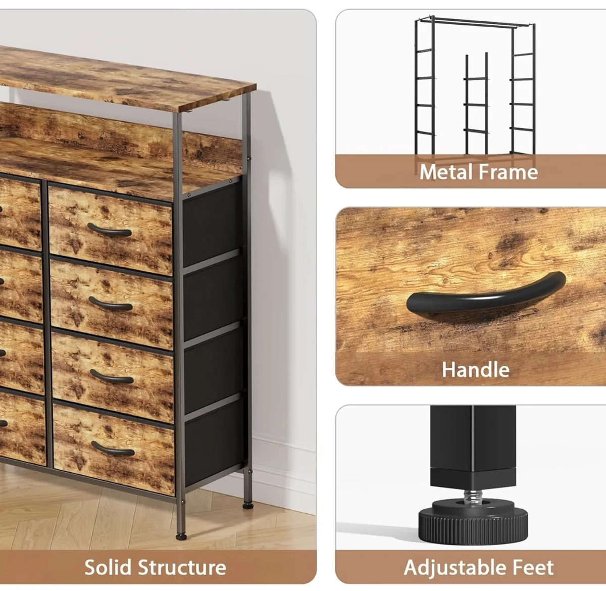 Chest of Drawer for Bedroom, Fabric Dresser with 8 - Image 4