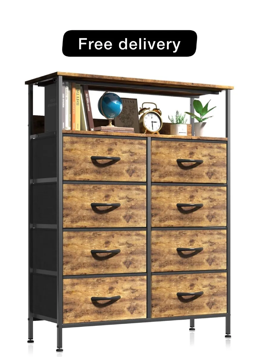 Chest of Drawer for Bedroom, Fabric Dresser with 8 - Image 1